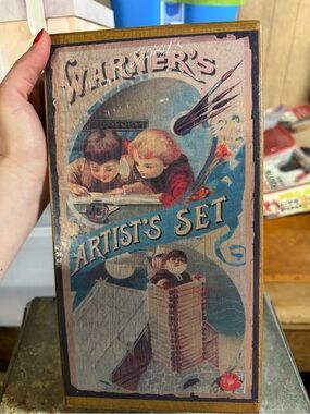 Warner's Vintage Artist's Set Print - Blue, Red, Cream